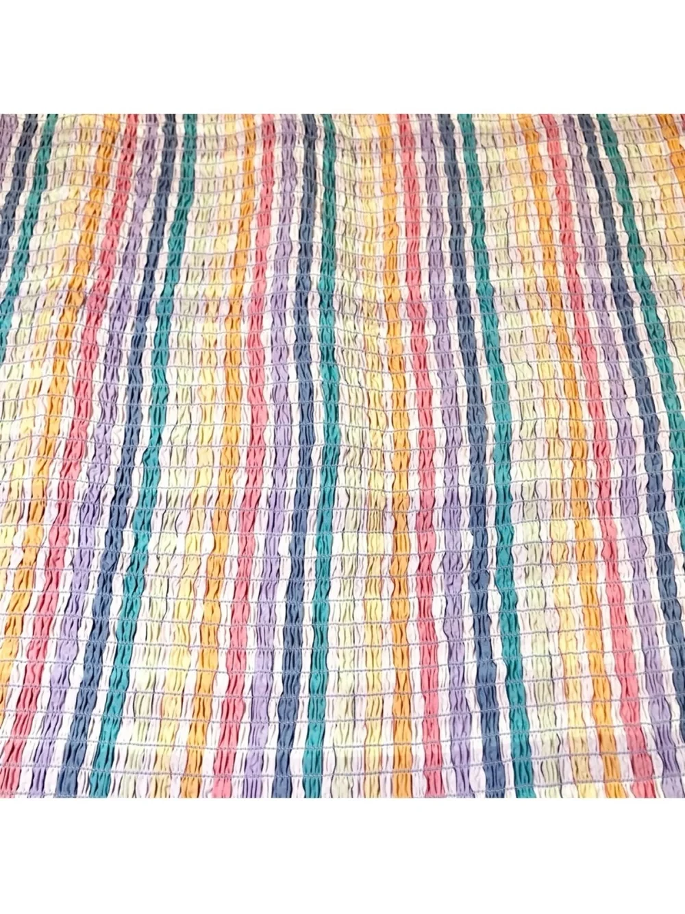 New J. Crew Re-Imagined Pastel Rainbow Striped Smocked Mermaid Midi Skirt size 0